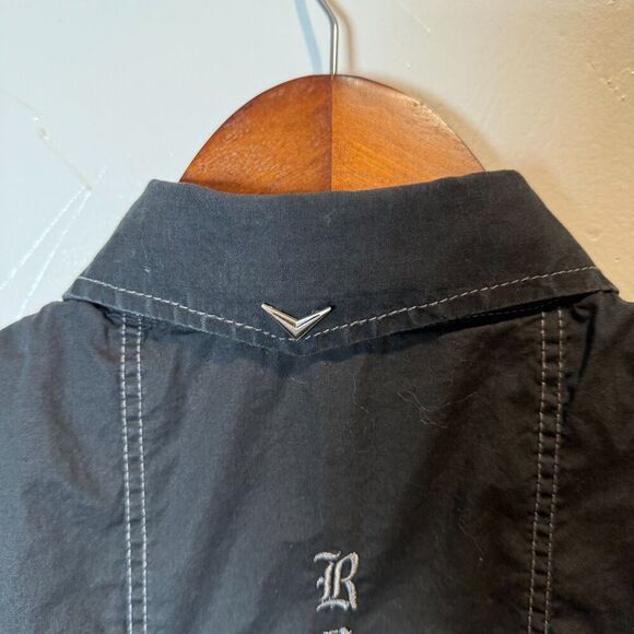 Fender Black Button Up Reversible Cuff Men's Shirt Medium Rock and Roll Religion - Picture 15 of 16